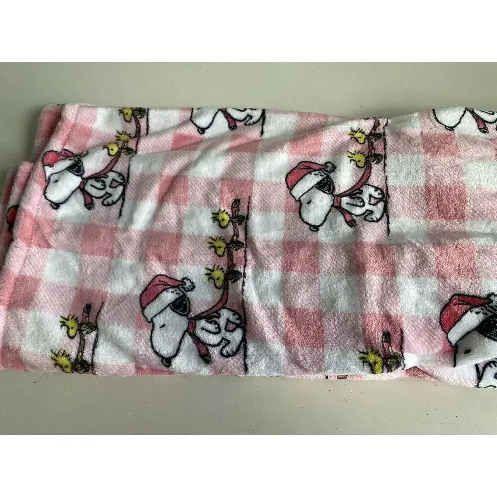 Peanuts Snoopy‎ Woodstock Pink Holiday Throw Blanket Christmas 50 x 70” NEW
